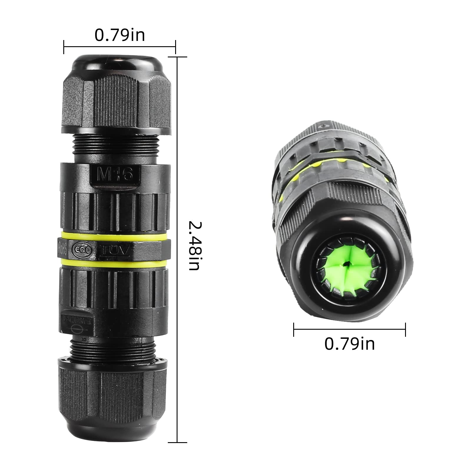 5-Pack IP68 Waterproof 2 Way 3-Core Junction Box Electrical Cable